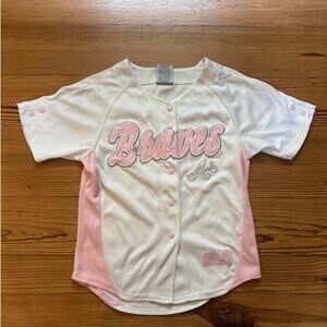 Genuine Merchandise Atlanta Braves white pink short sleeve youth jersey‎ SIZE M
